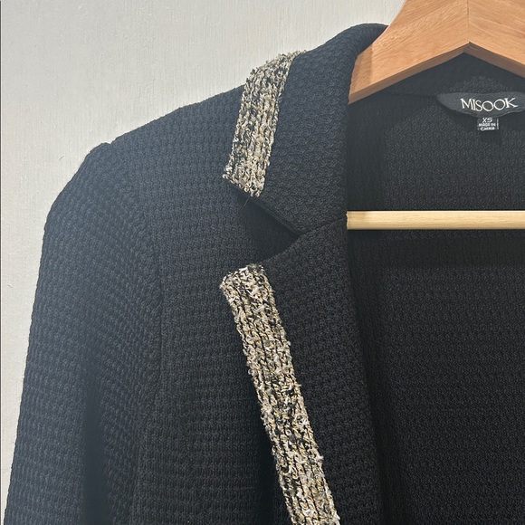 MISOOK WOMENS GOLD CHAIN TRIMMED BLACK BLAZER Sz XS - Picture 4 of 10